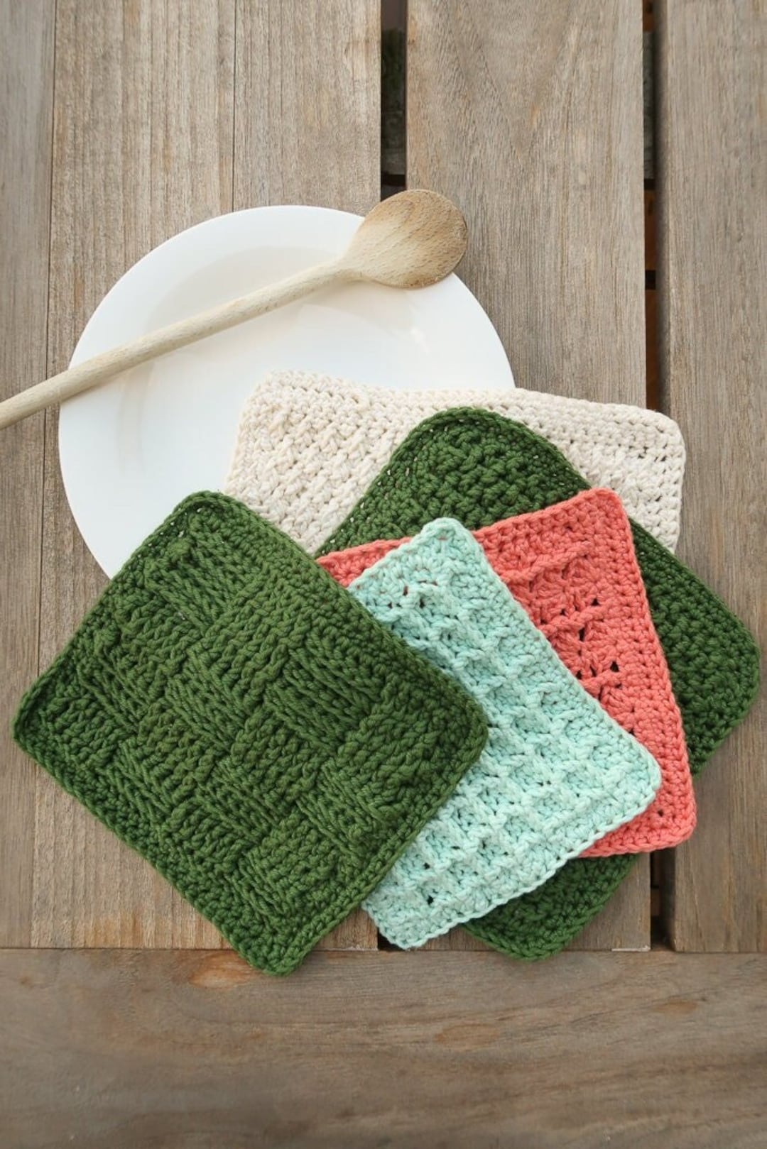 Classics Dishcloth Crochet Pattern Set, 5 Crochet Dishcloth Patterns