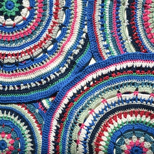 Crochet Mandala pattern, crochet placemat pattern and colorful crochet coaster easy crochet pattern, beginner pattern for housewarming gift image 1