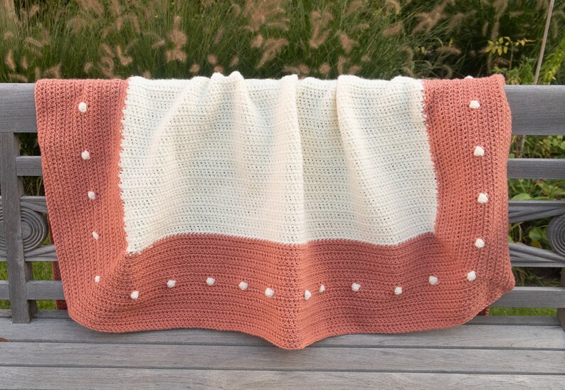 Easy crochet blanket pattern beginner, 2 color crochet blanket border pattern, 10 sizes from crochet blanket baby pattern to king size image 2