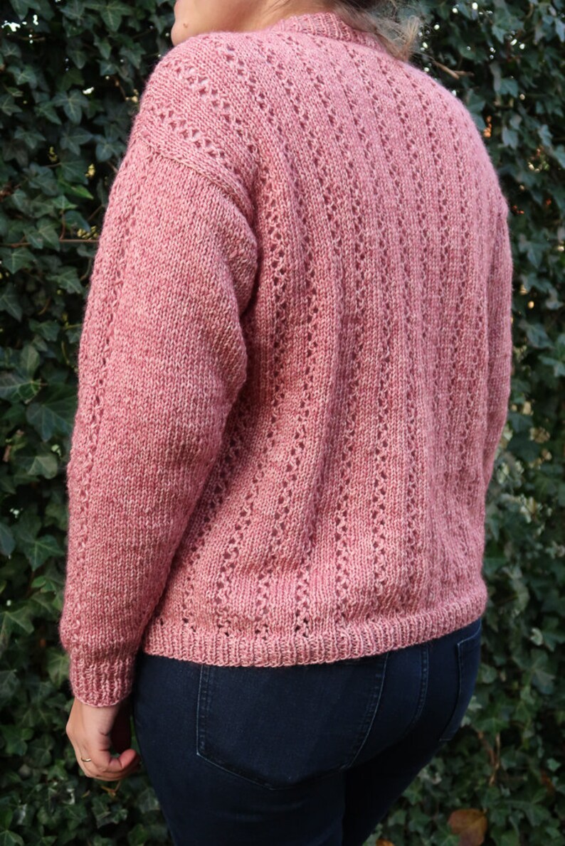 Einfacher Spitzenpullover Strickmuster, gemütlicher Strickpullover Muster, Strickpullover Muster, Spitzenpullover stricken, Größen XS bis 5XL digitaler Download Bild 6