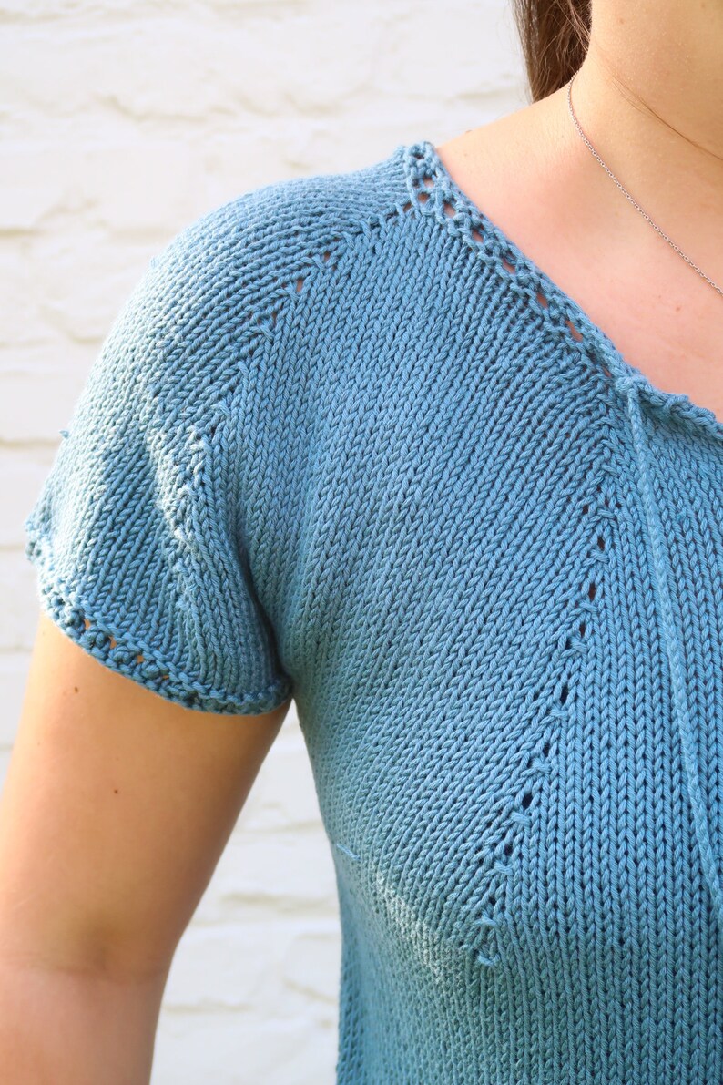 Top Knitting Pattern, knit cotton top shirt pattern, knit top pattern for women size XS to 5XL, summer knitting pattern, digital download image 5