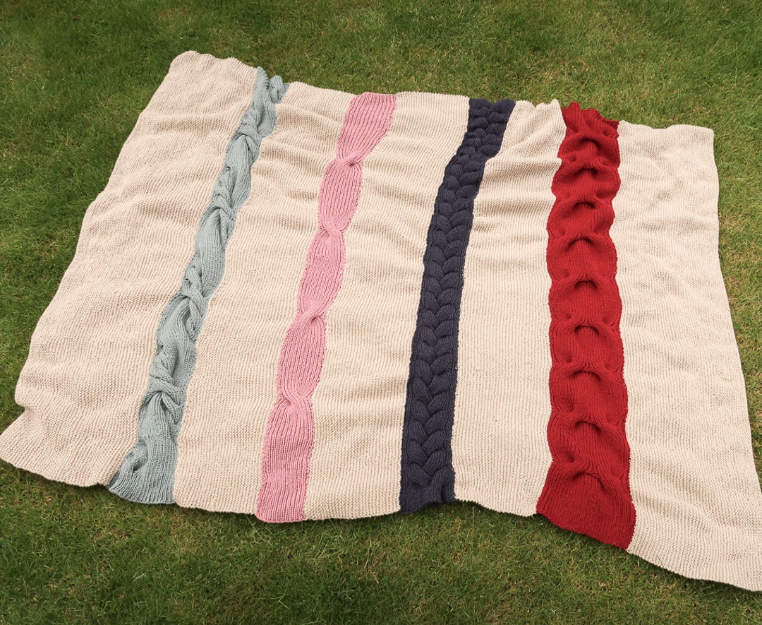 Easy Cable Knit Blanket Pattern, Quartet Cable Blanket Knitting Pattern