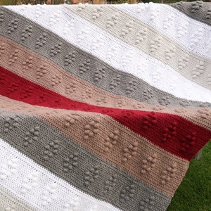 Patrón de manta de crochet a rayas para principiantes, patrón de manta de crochet fácil, patrón de manta de crochet para tirar, patrón de manta de crochet moderna