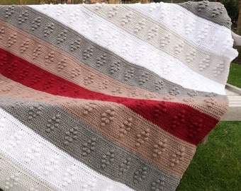 Striped crochet blanket pattern for beginners, easy crochet blanket pattern, throw blanket crochet pattern, modern crochet blanket pattern