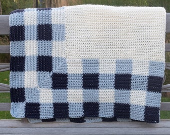 Crochet blanket border pattern, crochet gingham baby blanket pattern, easy blanket crochet pattern, crochet unisex blanket border tutorial