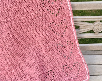 ハート ベビー ブランケット かぎ針編み、ハート柄ブランケット かぎ針