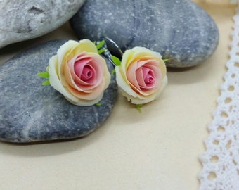 Boucles d’oreilles rose - Fleurs en argile polymère - Accessoires anniversaire - Cadeau de fête des mères pour femme Cadeau pour ses boucles d’oreilles rose fleur rose