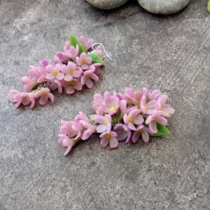 Earrings Light lilac - Polymer clay flower - Birthday accessory - Gift for woman - Universal earrings - Flower earrings with lilac