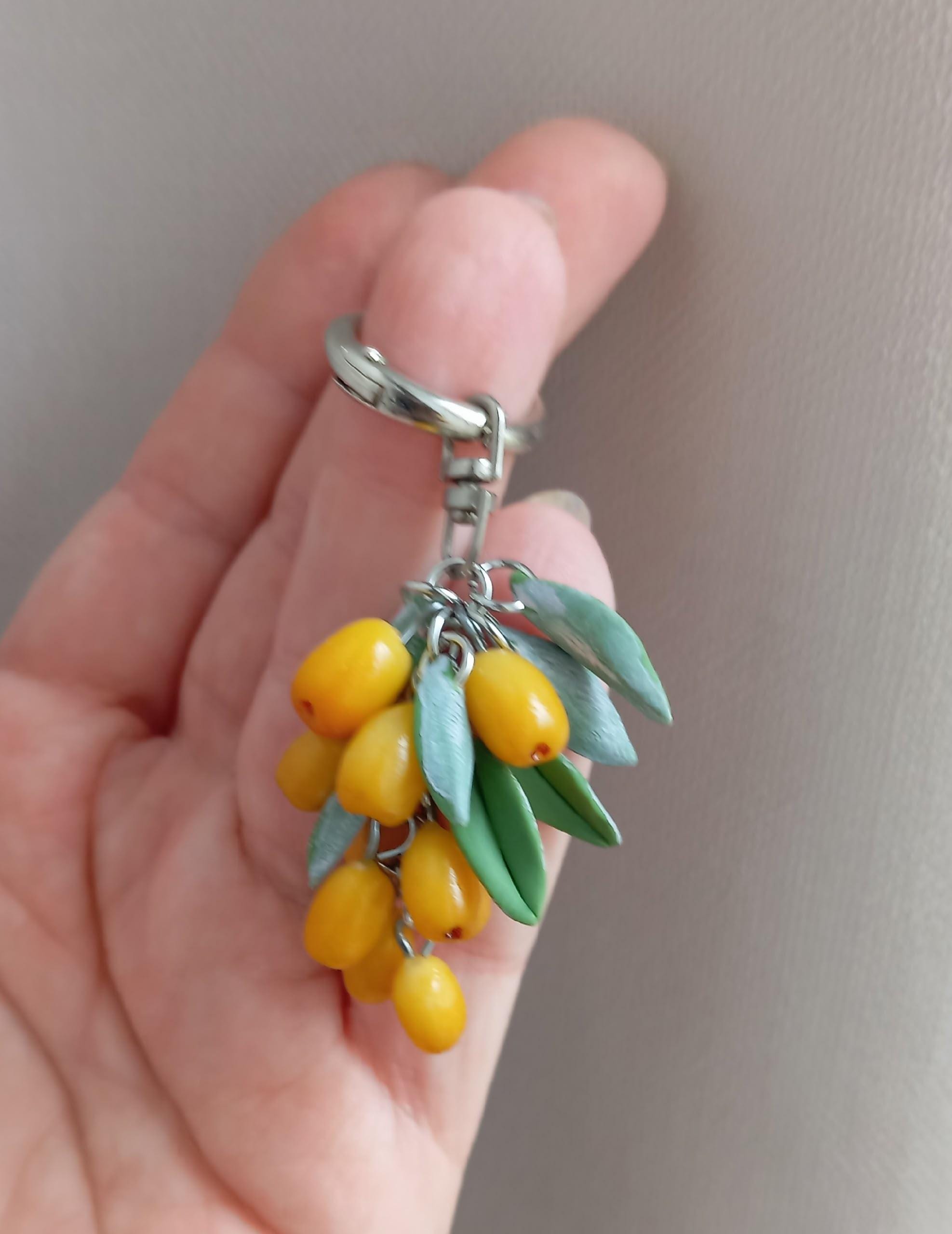 Keychain Sea Buckthorn Keychain. Made of Polymer Clay - Etsy