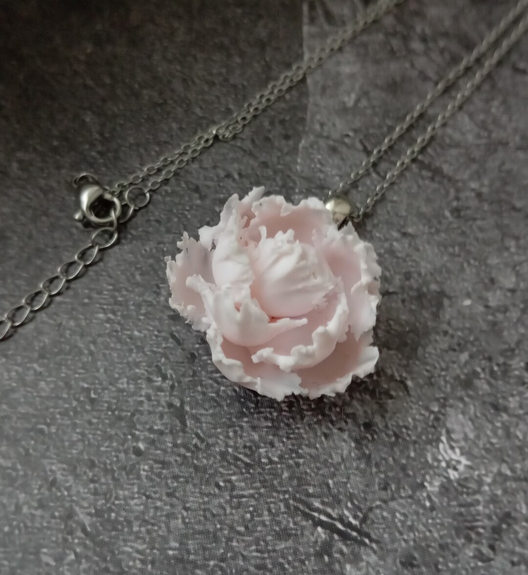 Pendant White Pink Peony-polymer Clay Flowers-birthday Accessories ...