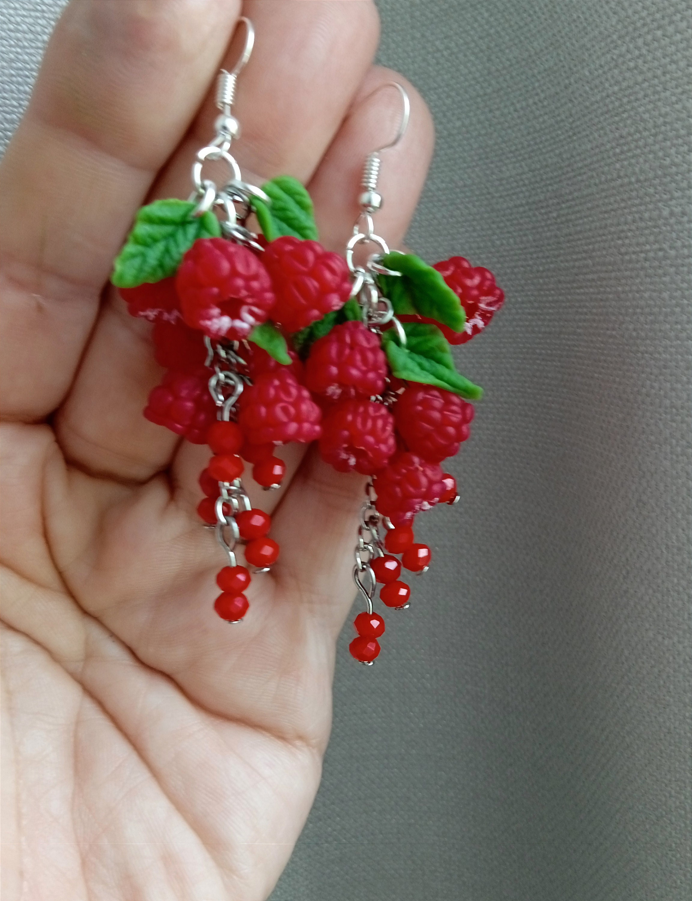 Earrings Sweet Raspberry Blackberry Polymer Clay Flowers - Etsy