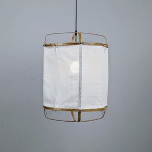 Lampada a sospensione a soffitto in tessuto di bambù - Grande piccolo, lampadario minimalista giapponese, lampada a sospensione fatta a mano, lampada a sospensione Wabi-sabi