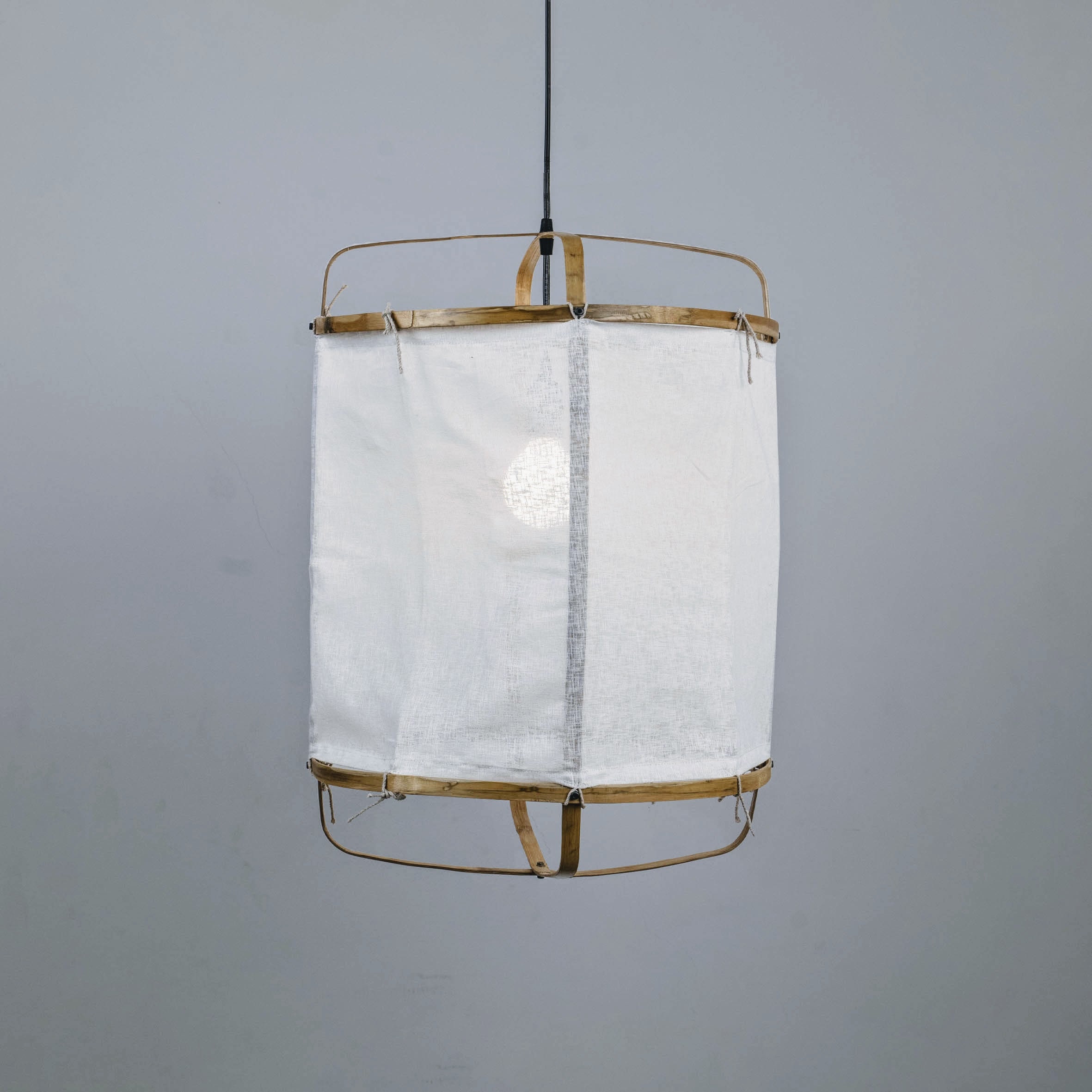 Bamboe stof plafond hanglamp licht - grote kleine, Japanse minimale kroonluchter armatuur, handgemaakte hanglamp, Wabi-sabi hanglamp