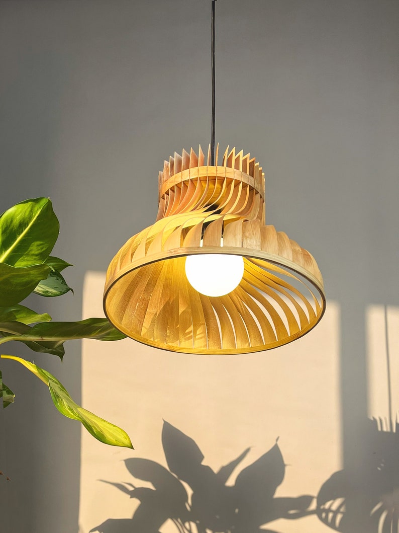 Dune Large Bamboo Pendant Lamp Hanging Lamp Woven Light, Natural/Bamboo Pendant Lamps for Home Restaurants and Offices image 5