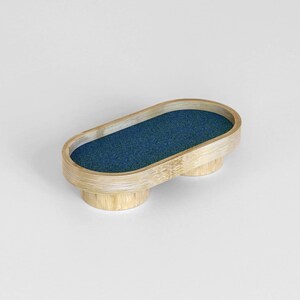 Handgefertigtes ovales Tablett-Klein Schreibtischablage aus Bambus für Schmuck Geschenk Schreibtisch Zubehör Geschirr für das Wohndekor Servierplatte Waschtisch Tablett Blau
