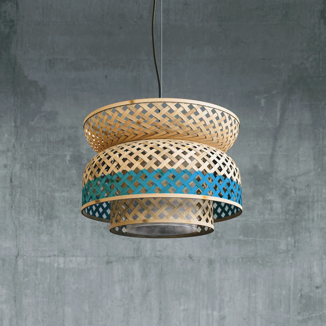 LOTUS Bamboo Wicker Pendant Lamp Light Handmade Minimal ...