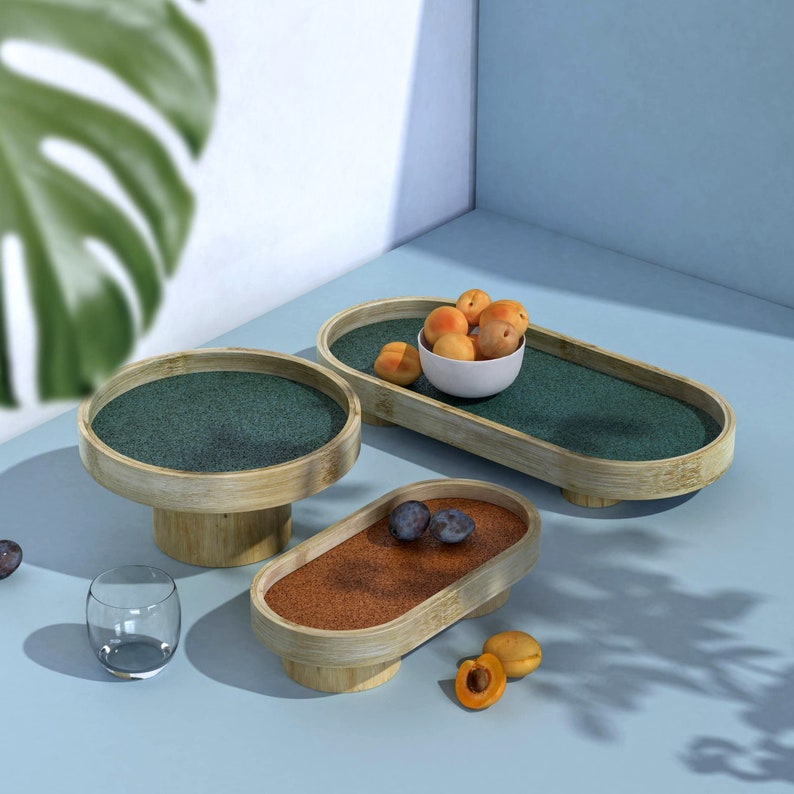 Handgefertigtes ovales Tablett-Klein Schreibtischablage aus Bambus für Schmuck Geschenk Schreibtisch Zubehör Geschirr für das Wohndekor Servierplatte Waschtisch Tablett Bild 6