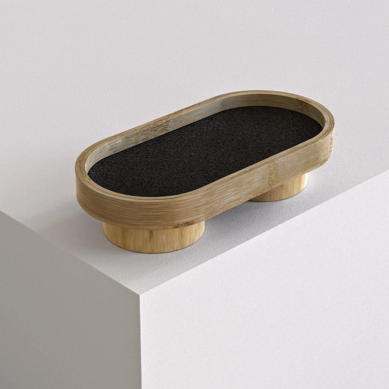 Handgefertigtes ovales Tablett-Klein Schreibtischablage aus Bambus für Schmuck Geschenk Schreibtisch Zubehör Geschirr für das Wohndekor Servierplatte Waschtisch Tablett Schwarz