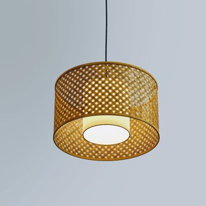 Mianzi Mushroom Bamboo Pendant Lamp: Minimalist Hanging Lamp, Handmade Light Fixture, Sustainable Chandelier, Asian & Scandinavian Lamp