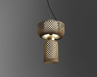 Handgemaakte bamboe hanglamp: geweven minimalistische hanglamp