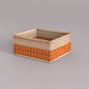 Handmade Bamboo Woven Basket, Storage Container Box, Organizer For Books, Clothes, Laundry, Square Basket, Fruit baskets, Holiday Gifts Orange