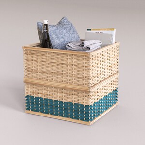 Handmade Bamboo Woven Basket, Storage Container Box, Organizer For Books, Clothes, Laundry, Square Basket, Fruit baskets, Holiday Gifts image 2