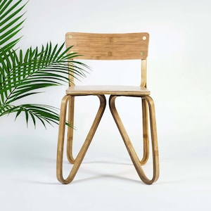 Minimal Bamboo Dining Chairs for Living Room | Beautiful Handmade Boho Chair for Office - Natural Artisan-made Study Chairs