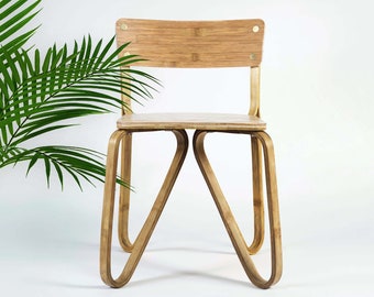 Minimal Bamboo Dining Chairs for Living Room | Beautiful Handmade Boho Chair for Office - Natural Artisan-made Study Chairs