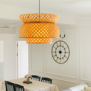 Lotus Bamboo Pendant Lamp Large: Minimal Sustainable Light, Suspension Luminaire, Hanging Lamp, Majestic Ceiling Lamp, Scandinavian Lamp