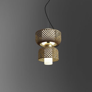 Wabi-sabi Pendant Light: Bamboo Hanging Ceiling Lamp, Japan design Chandelier, Contemporary Minimal Shade for Living Room and Bedroom zdjęcie 1