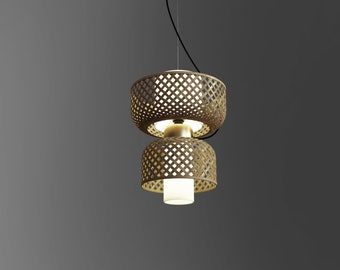 Wabi-sabi Pendelleuchte: Bambus Hängende Deckenlampe, Japan Design Kronleuchter, Zeitgenössischer Minimal Shade für Wohnzimmer und Schlafzimmer