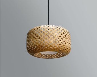 Opium [Small] Bamboo Pendant Lamp: Handmade Wicker Light, Woven Hanging Ceiling Lamp for Living Room and Office | Unique Asian Lamp