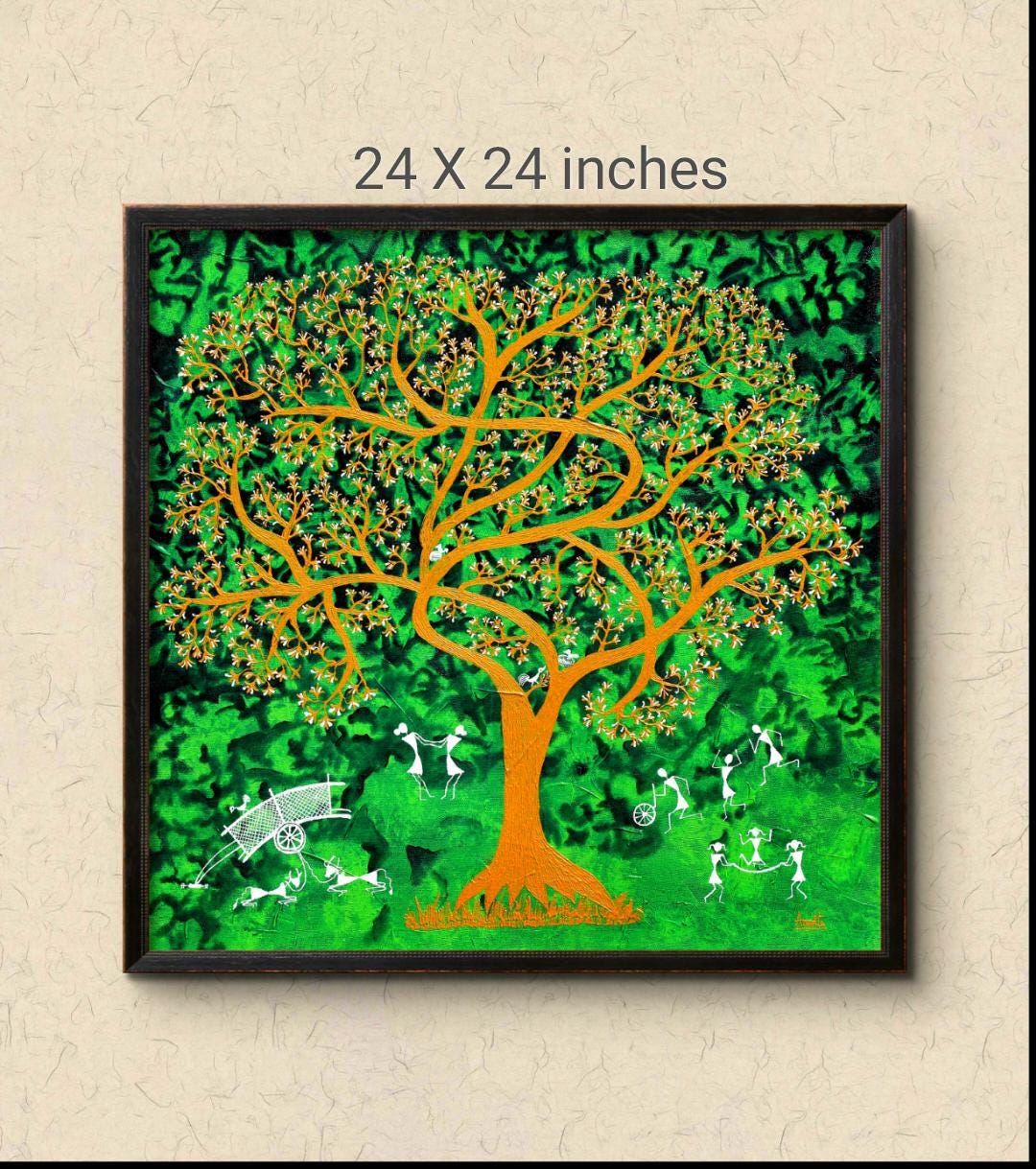 Warli Painting Tree of Life | Textured Acrylic on Canvas | Tribal Wall ...