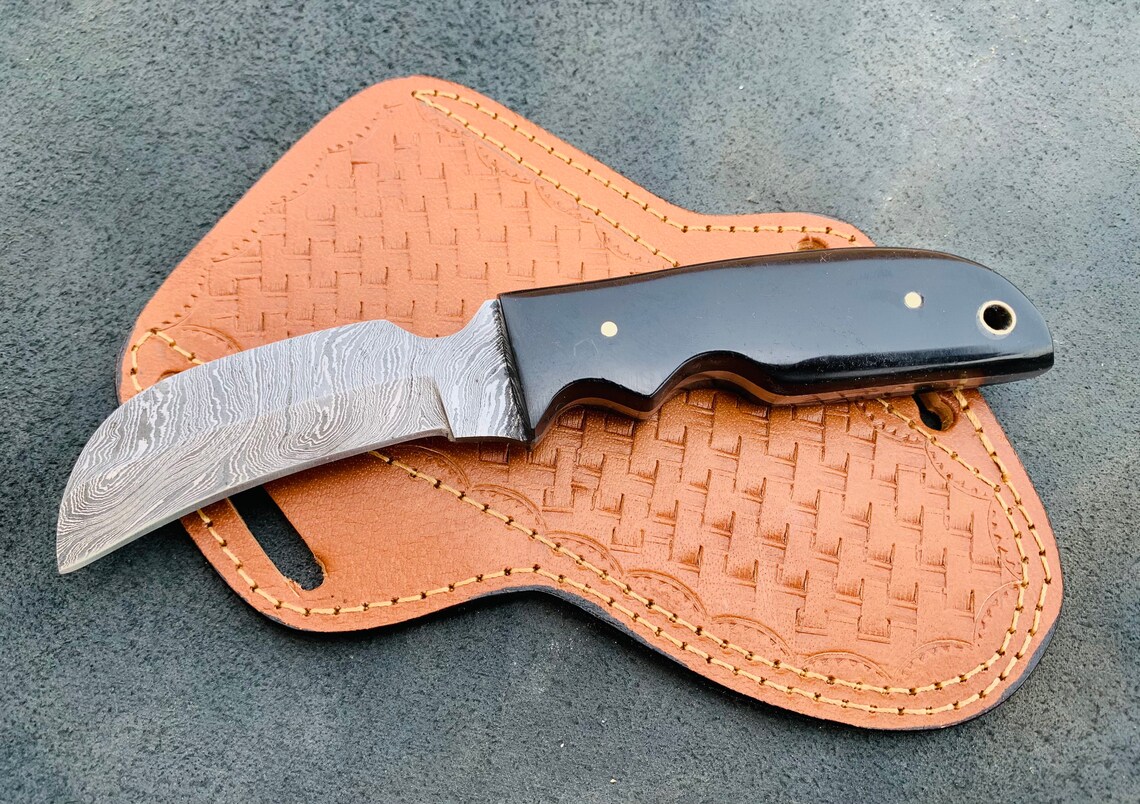 Custom handmade Damascus steel hawkbill knife Etsy