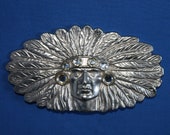 Vintage Indian Chief Buckle Large silver buckle Navajo belt buckle Native American Indian Warrior buckle for Men and Women