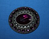 Oval Purple Crystal Stones Belt Buckle