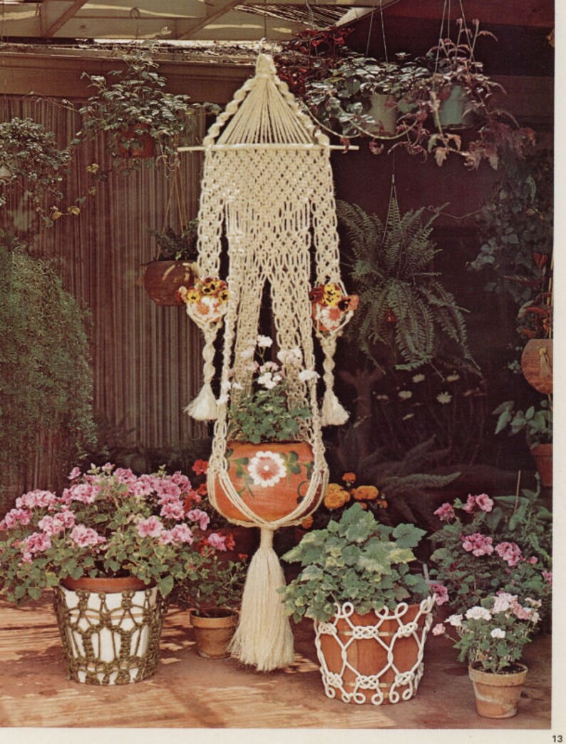 Vintage Macrame Hanging Plant Pattern 5 in 1 Decorative Macrame Pattern Macrame Pattern Superb Decoration room Old Pattern Macrame