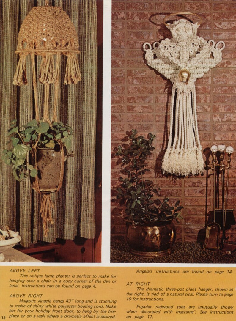 Vintage Macrame Hanging Plant Pattern 5 in 1 Decorative Macrame Pattern Macrame Pattern Superb Decoration room Old Pattern Macrame