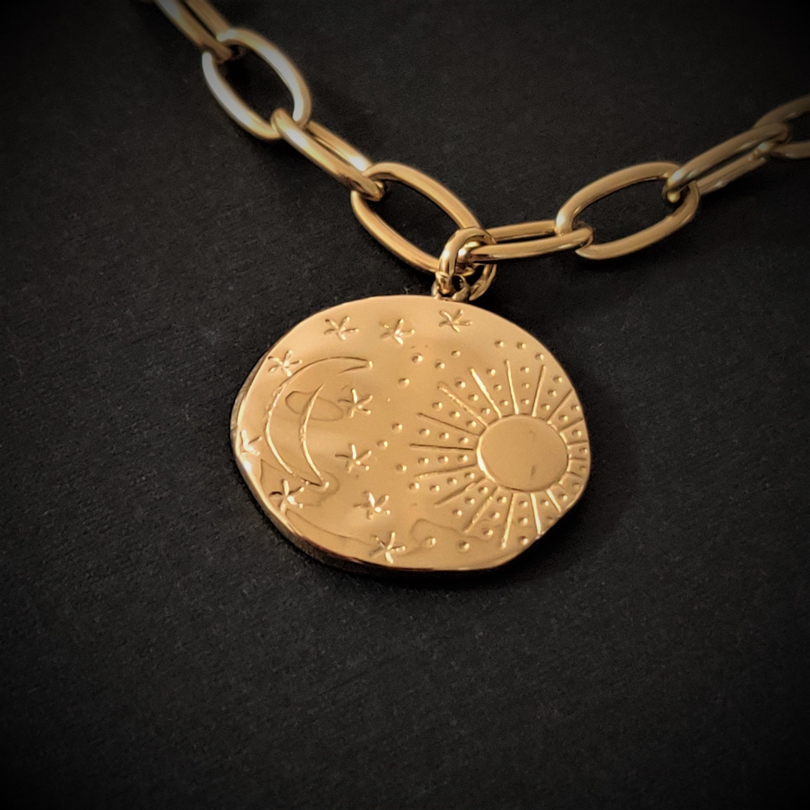Sun Moon and Stars Gold Plated Choker Necklace - Etsy