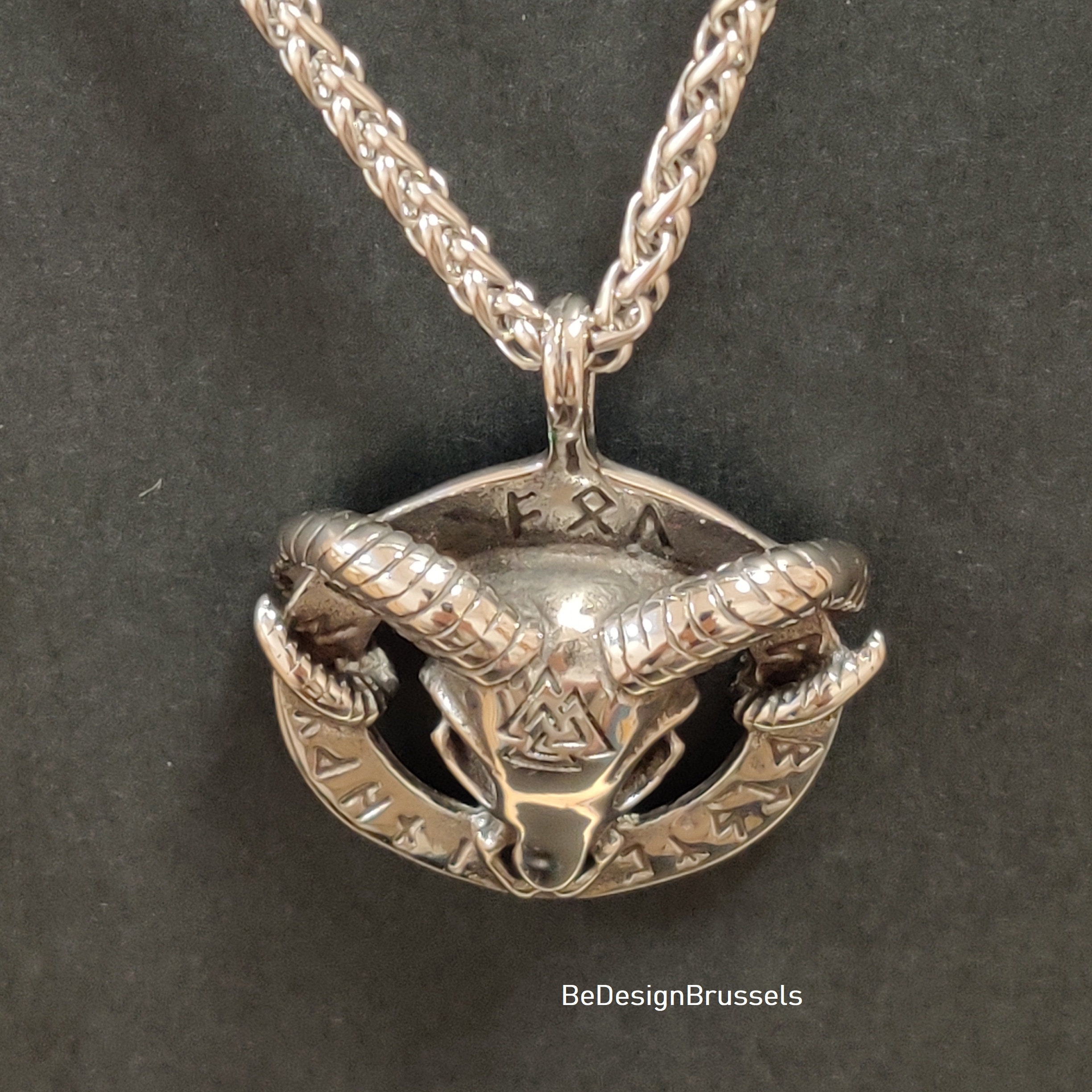 Norse Ram Skull Pendant Necklace With Viking Runes and Valknut - Etsy ...