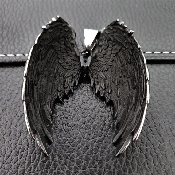 bombilla alquitrán Digno Collar colgante de alas de ángel gótico y demonio - Etsy México