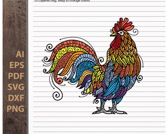 Download Rooster Mandala Svg Etsy