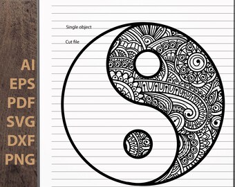 Download Clip Art Mandala Yin Yang Yin Yang Tattoo Svg Zentangle Yin Yang Vinyl Wall Decal Yin Yang T Shirt Cricut Svg Silhouette Cut Files Yin Yang Svg Art Collectibles