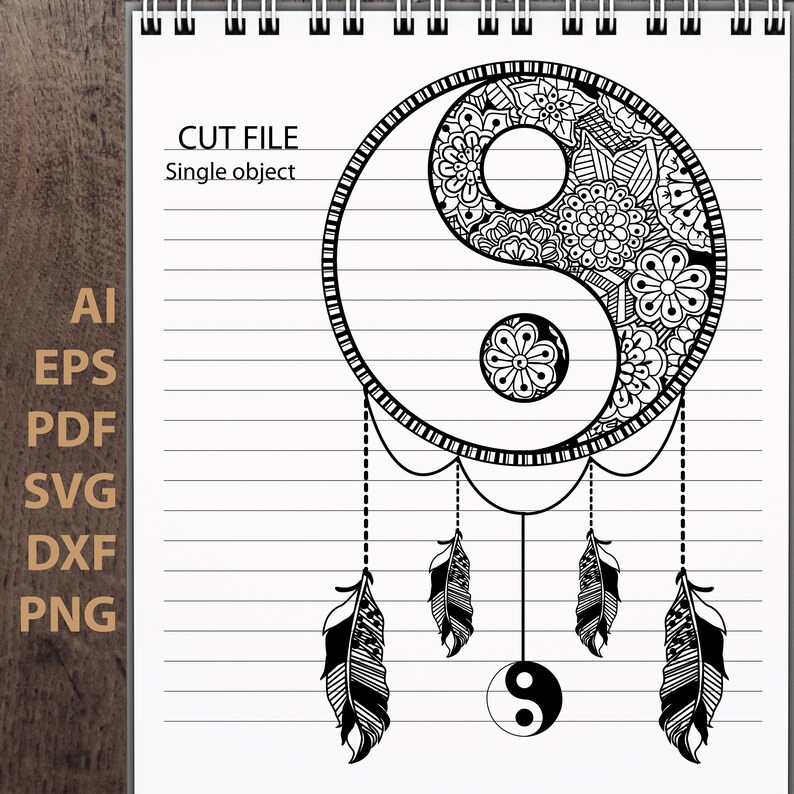 Download Zentangle YinYang Dream catcher Mandala flower Digital | Etsy