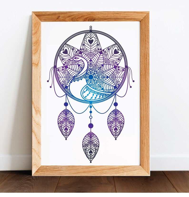 Download Zentangle Peacock Dream catcher Flowers Mandala Digital | Etsy