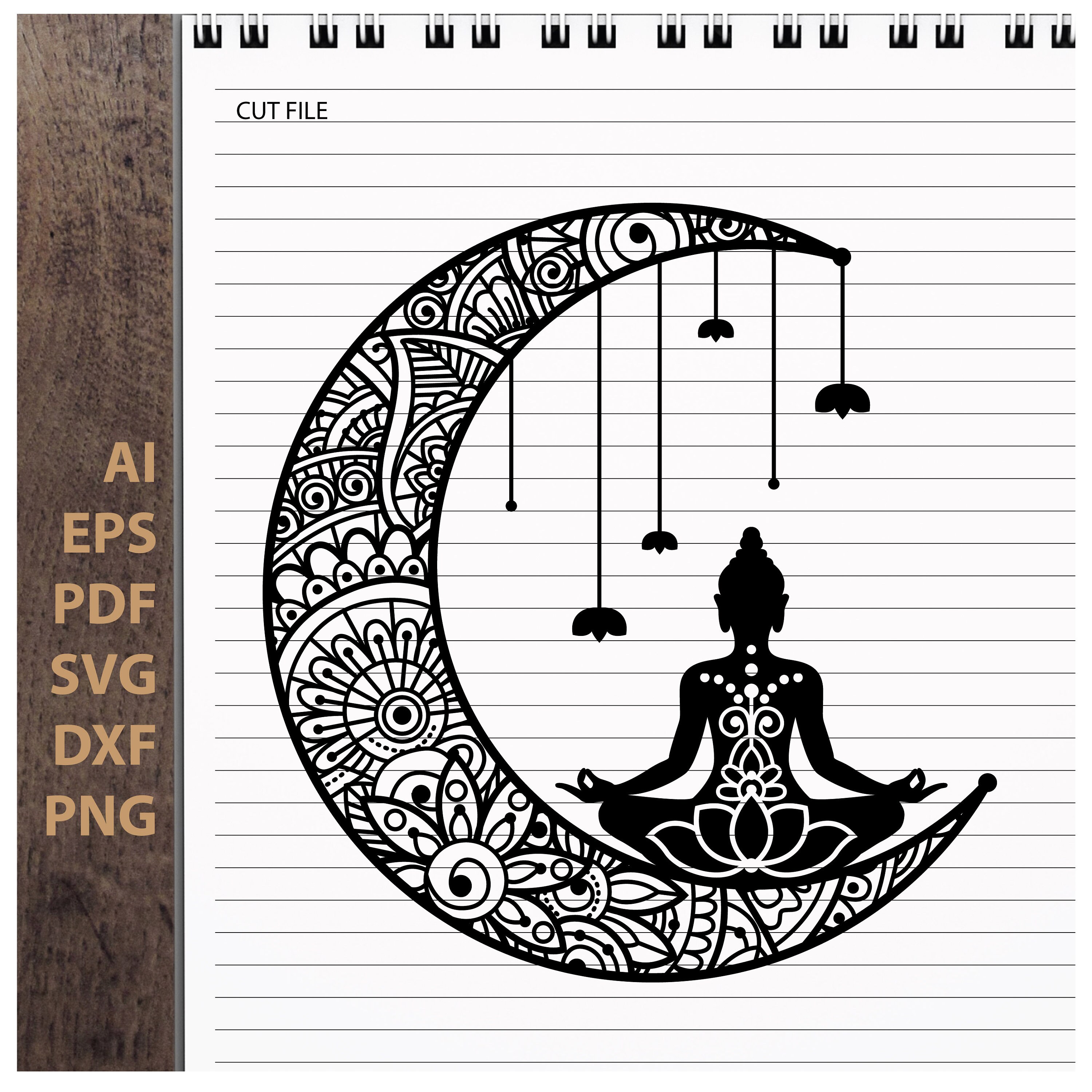 Download Moon Mandala Zentangle Lotus Buddha Yoga Digital Download Svg Etsy