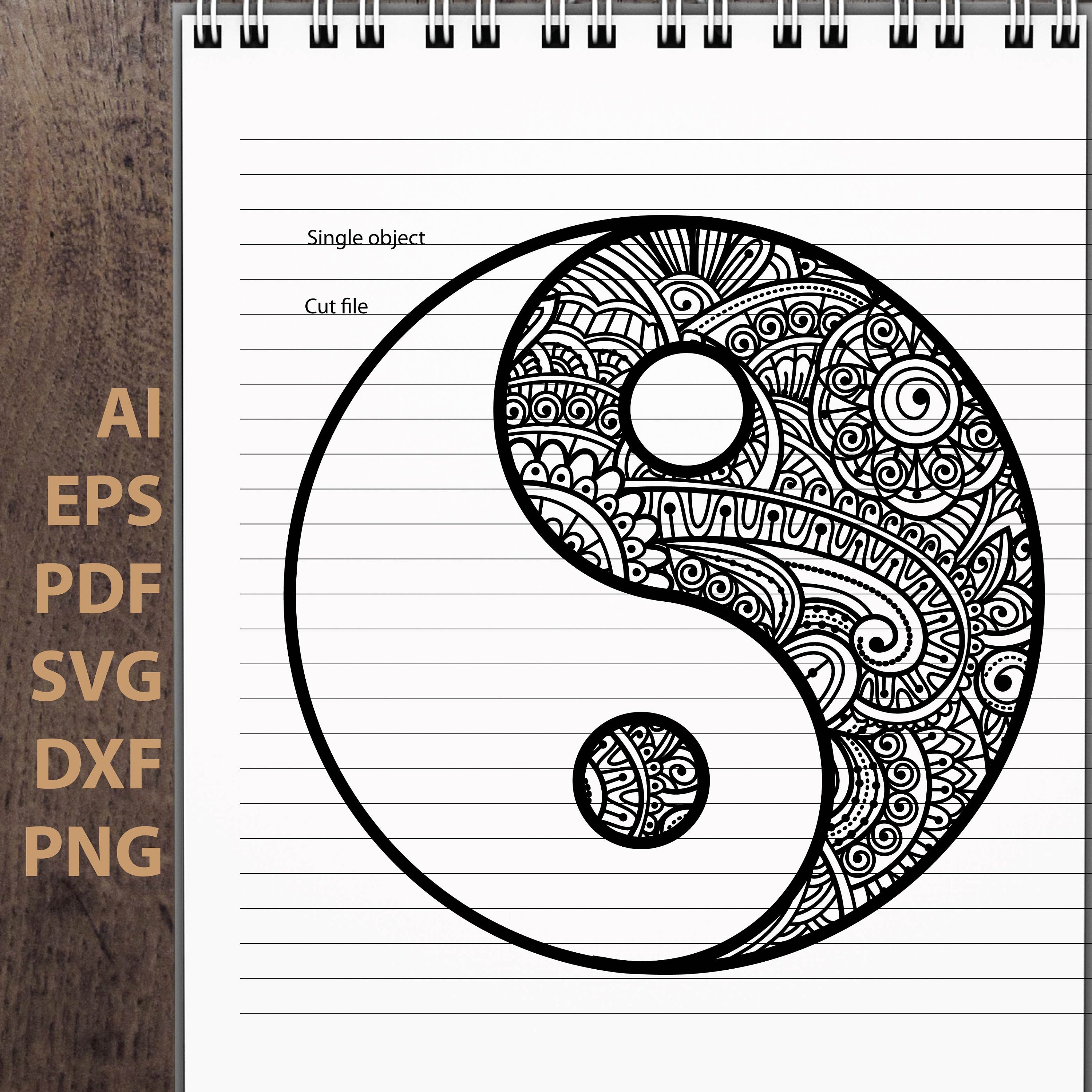 Zentangle yin & yang Mandala symbol Digital download svg eps Etsy