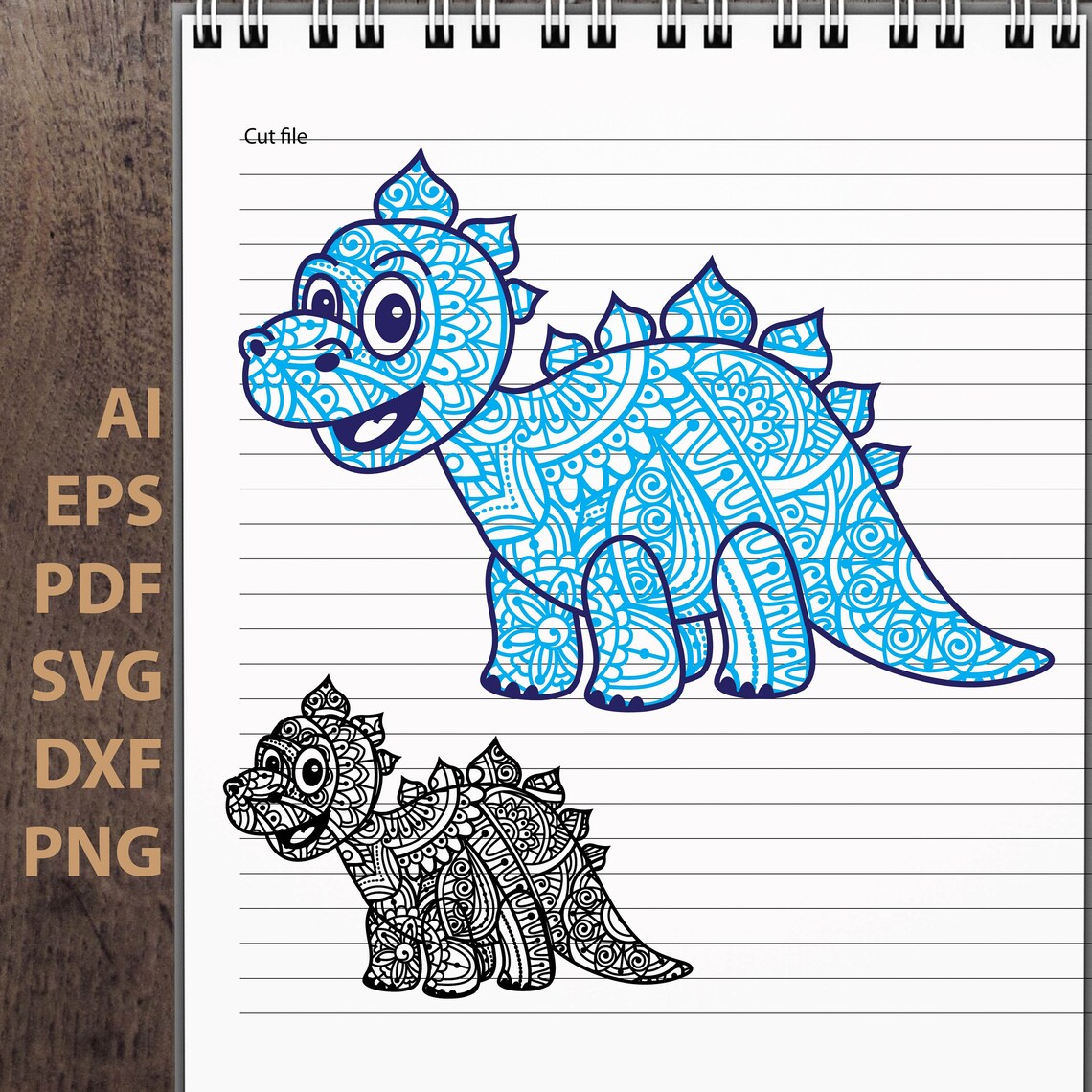 Zentangle Dinosaur Mandala Symbol Digital Download Svg Eps Ai Etsy