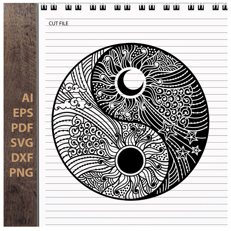 Download Zentangle yin & yang Sun and moon Mandala symbol Digital ...