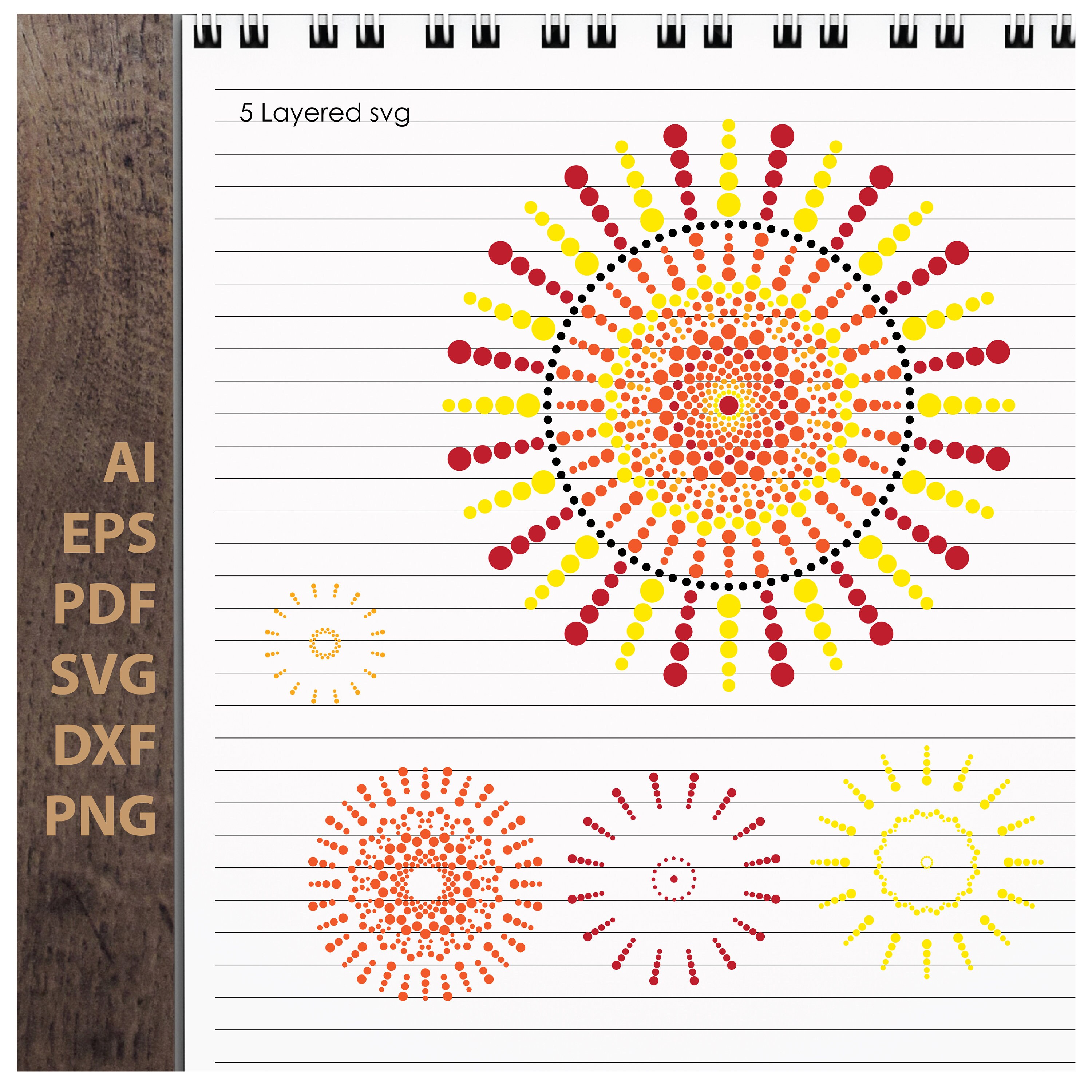 Dot art SUN 5 layered Mandala Digital download svg eps ai png Etsy